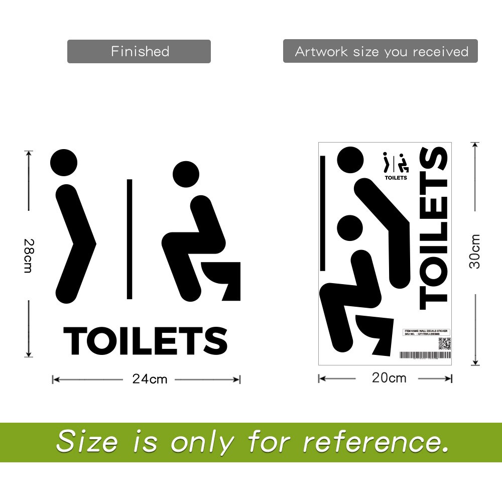 WC Toilet Entrance Sign Door Stickers For Public Place Home DecorCreative Pattern Wall Decals DIY Vinyl Mural Art Removable Glue: QT1703KJ