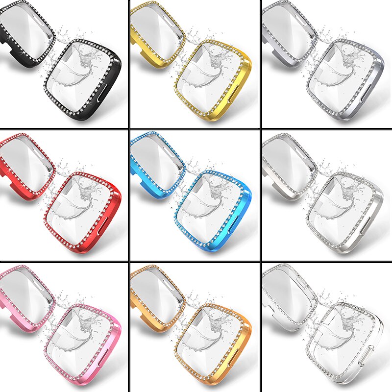 Diamond Pc Case Voor Fitbit Versa 2 Waterdichte Horloge Shell Cover Screen Case Voor Fitbit Versa 2 Horloge Beschermende frame Shell