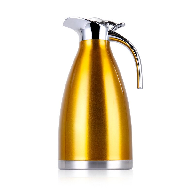 Unibird 2L/1.5L Stainless Steel Double Vacuum Thermal Water Kettle Thermos Coffee Pot Cold Insulated Bottle Household Camping: 2L / Gold