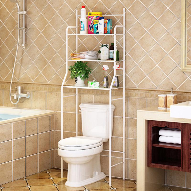 Bathroom Shelf WC Over Toilet 3 Heights Toilet Paper Holder Towel Stands Water Resistant Rack Metal Toilet Cabinet Shelving HWC