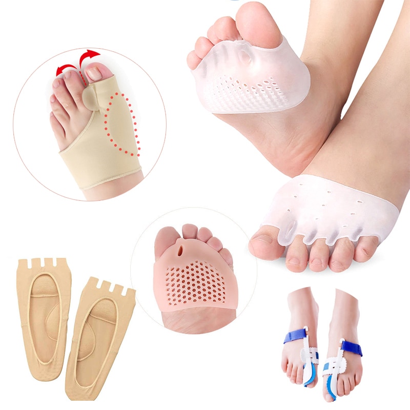Antepié de silicona almohadillas Gel plantillas pedicura calcetines juanetes Corrector separador para dedos del pie Hallux Valgus corrección cojín Gel almohadilla