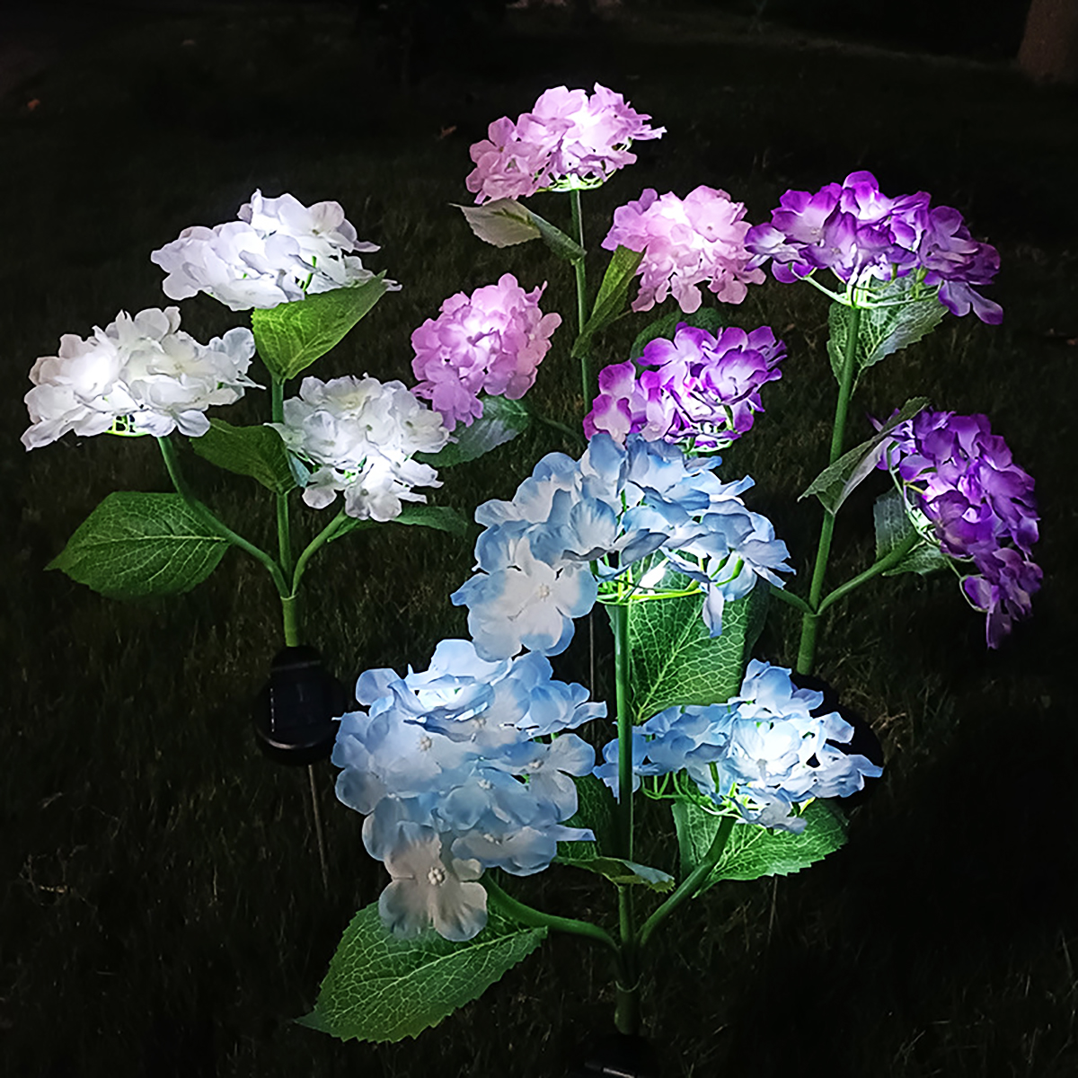 Solcelledrevet hortensia-blomsterlampe, solcelledrevet led-lys, udendørs haveplænelampe, gårdhavehegn, passage, villadekoration