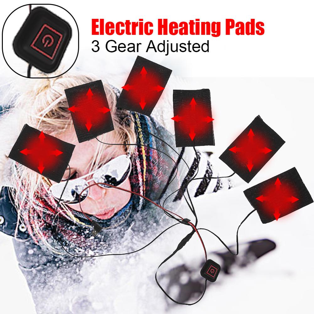 1 Set USB Electric Heated Jacket Heating Pad Outdoor Themal Warm Winter Heating Vest Pads For DIY Heated Clothing 6 sheet ED