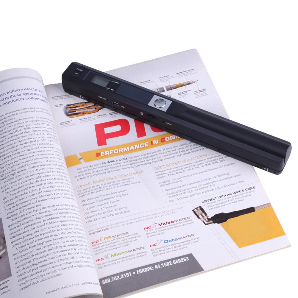 Instant Portable Scanner 900DPI LCD Display for JPG/PDF Format Document Image PUO88: black