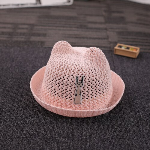 Cappello del bambino di proprietà sottile cappello di paglia di sole della maglia di modo carino: Colore rosa