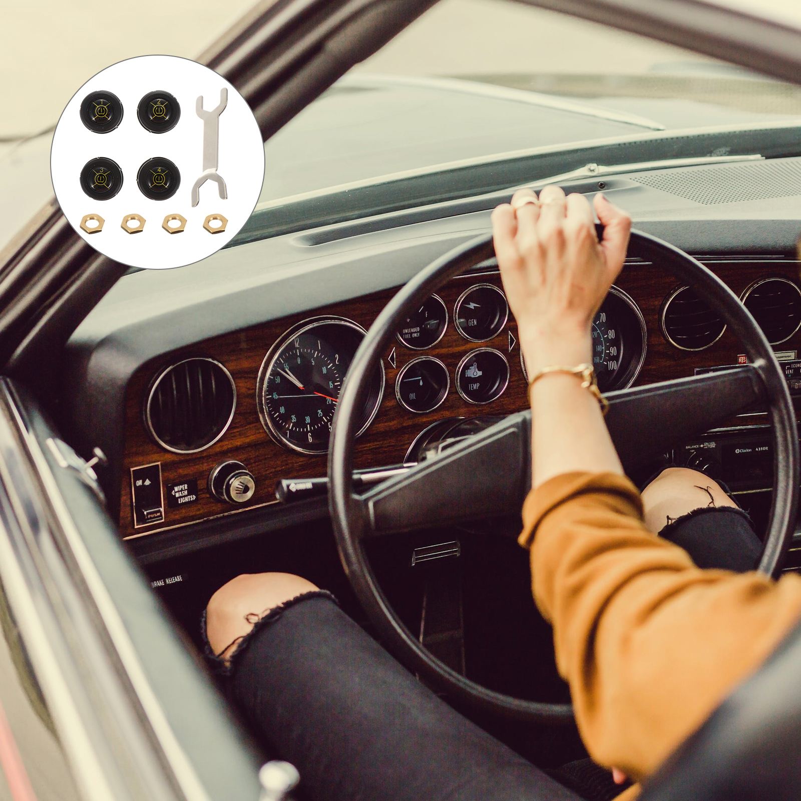 1 Set Tire Pressure Monitor Durable Practical Helpful Supply Tool For Auto Vehicle Power Charging Temperature Warning