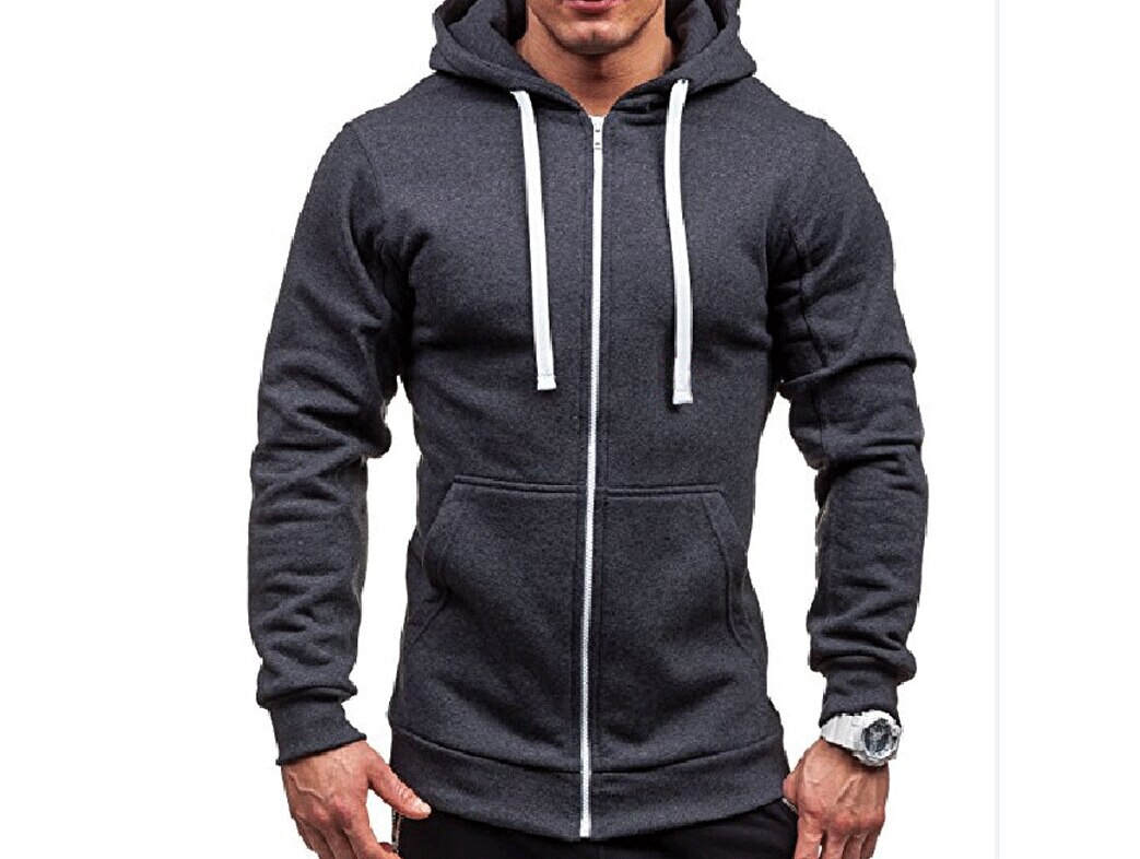 Sudadera con capucha ajustada para hombre, de manga larga, Hip Hop, musculosa, camiseta Casual, blusa, invierno, más cálido, sudaderas para hombre, nueva: M / Dark Gray