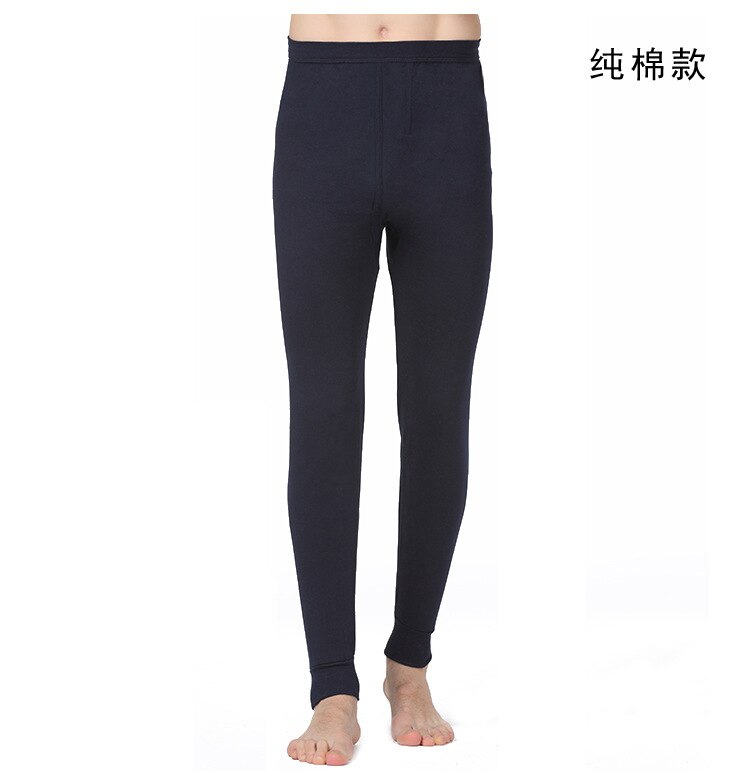 Men Cotton Leggings High-grade Long Underwear Autumn Winter Foundation Oversize Underwear: Cotton Navy / XXL