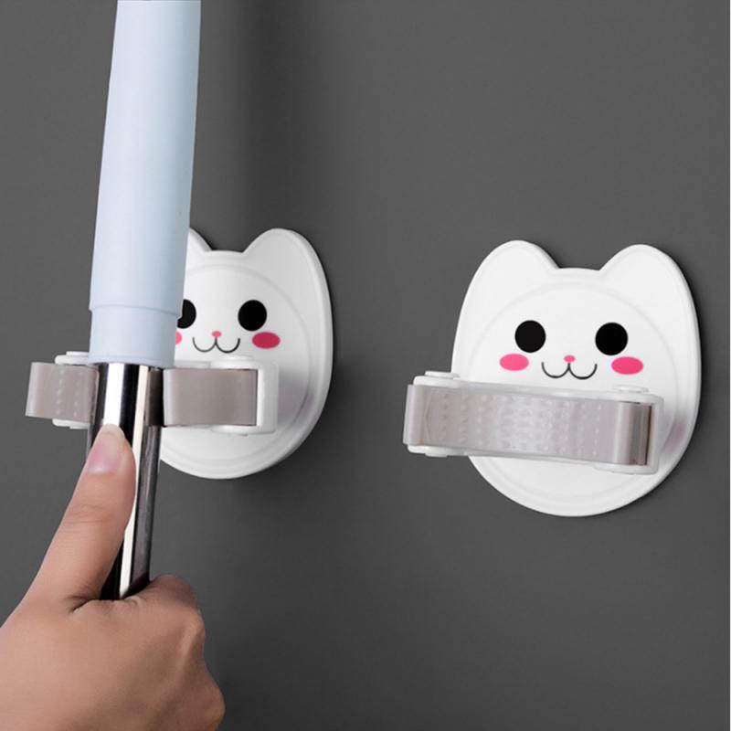 Wall Mounted Organizer Holder Suction Cup Nail Clip-mop Clip Brush Hook For Broom Storage Rack Bathroom Organizer Accessory