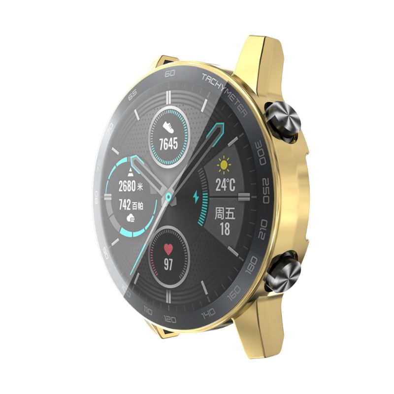 Galvanik TPU Uhr Abdeckung Hülse Bildschirm Schutz fallen für Honor Magie 2 46mm Smartwatch Zubehör: Gold