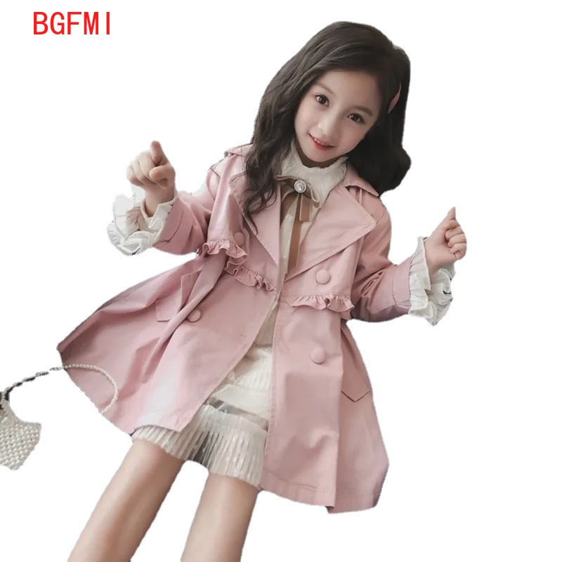 Mode Tiener Meisjes Windjack Meisje Roze Jas Dubbele Borst Jassen Voor Jassen Kinderen Blauwe Jas Kids Outfits Trenchcoat