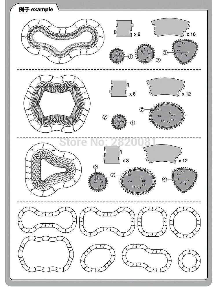 Spirograph skinne samle tegnesæt 31 stk maling farvelægning spil spiral design pædagogisk interesse spor tegne legetøj
