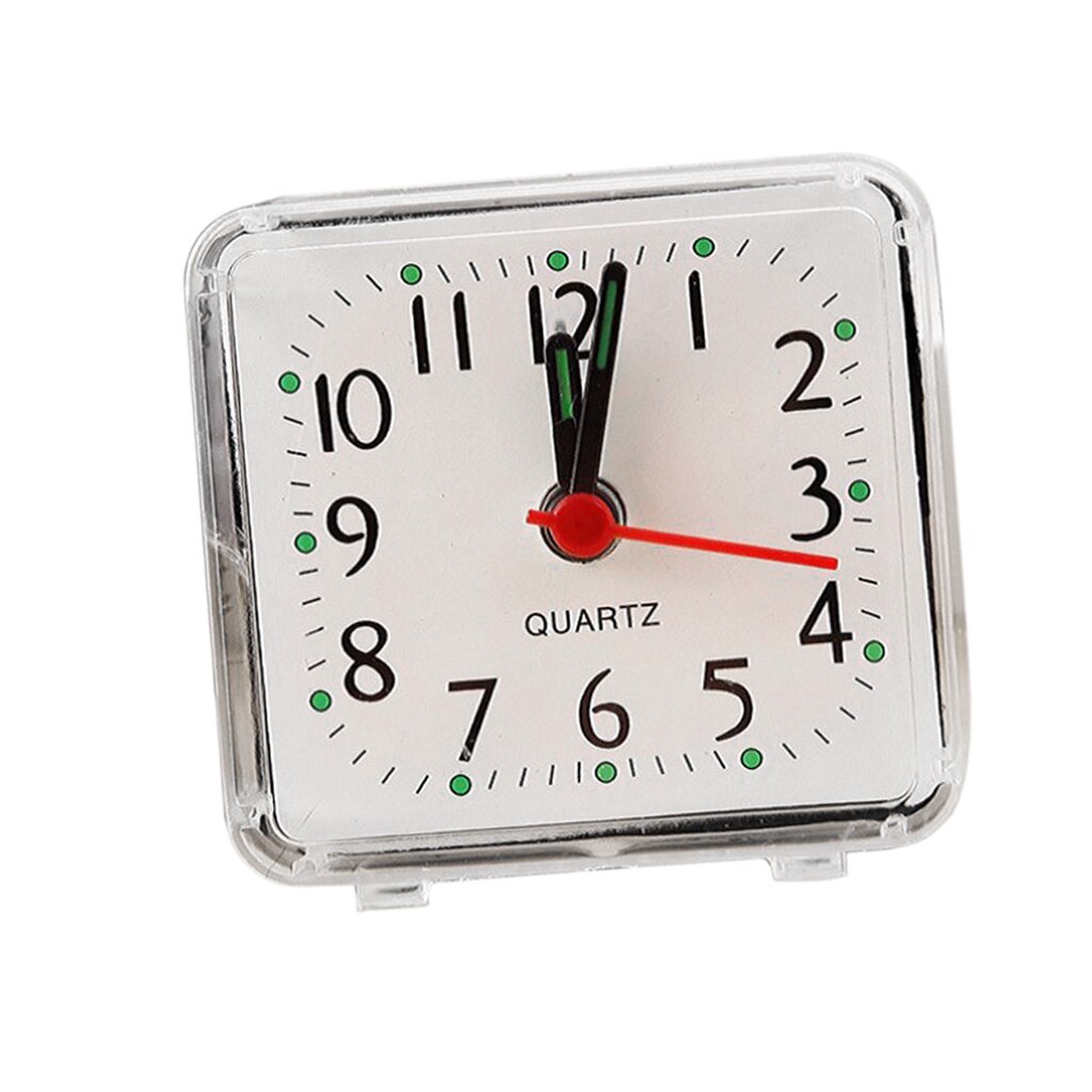 2xMini Square Quartz Clock Travel Alarm Clock Bedroom Home Table Clock White