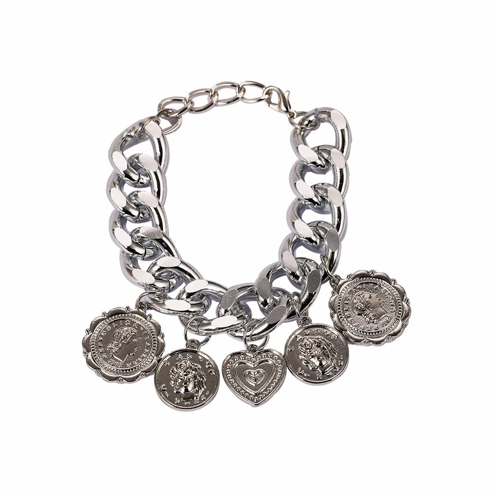 Girlgo Vintage ZA Limited Edition Square Chain Bracelets for Women Metal Charm Bangles Accessories Jewelry Party: Silver Color 1