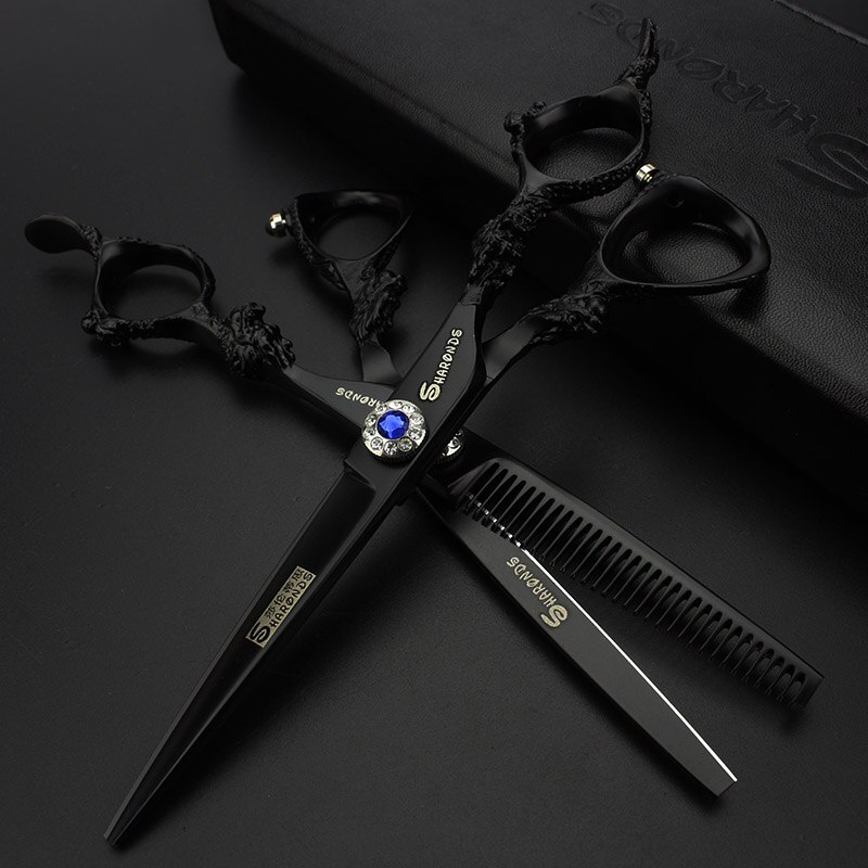 Professionelle Friseurschere Aus Japan – 440C Edelstahl, 6 Zoll (ca. 15 Cm), Schwarz, Scharf & Verstellbar