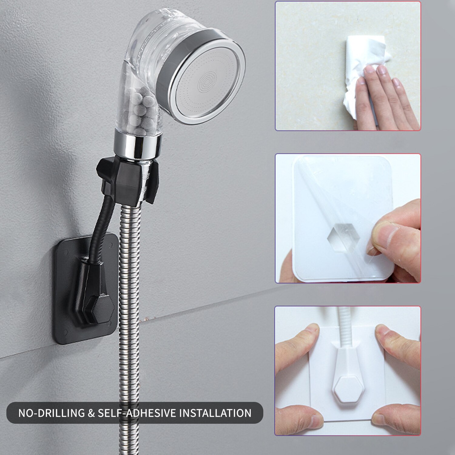 Universal Adjustable Shower BracketBathroom Strong Vacuum Suction Cup Shower Holder Wall Mounted Hand Shower Bathroom Accessory