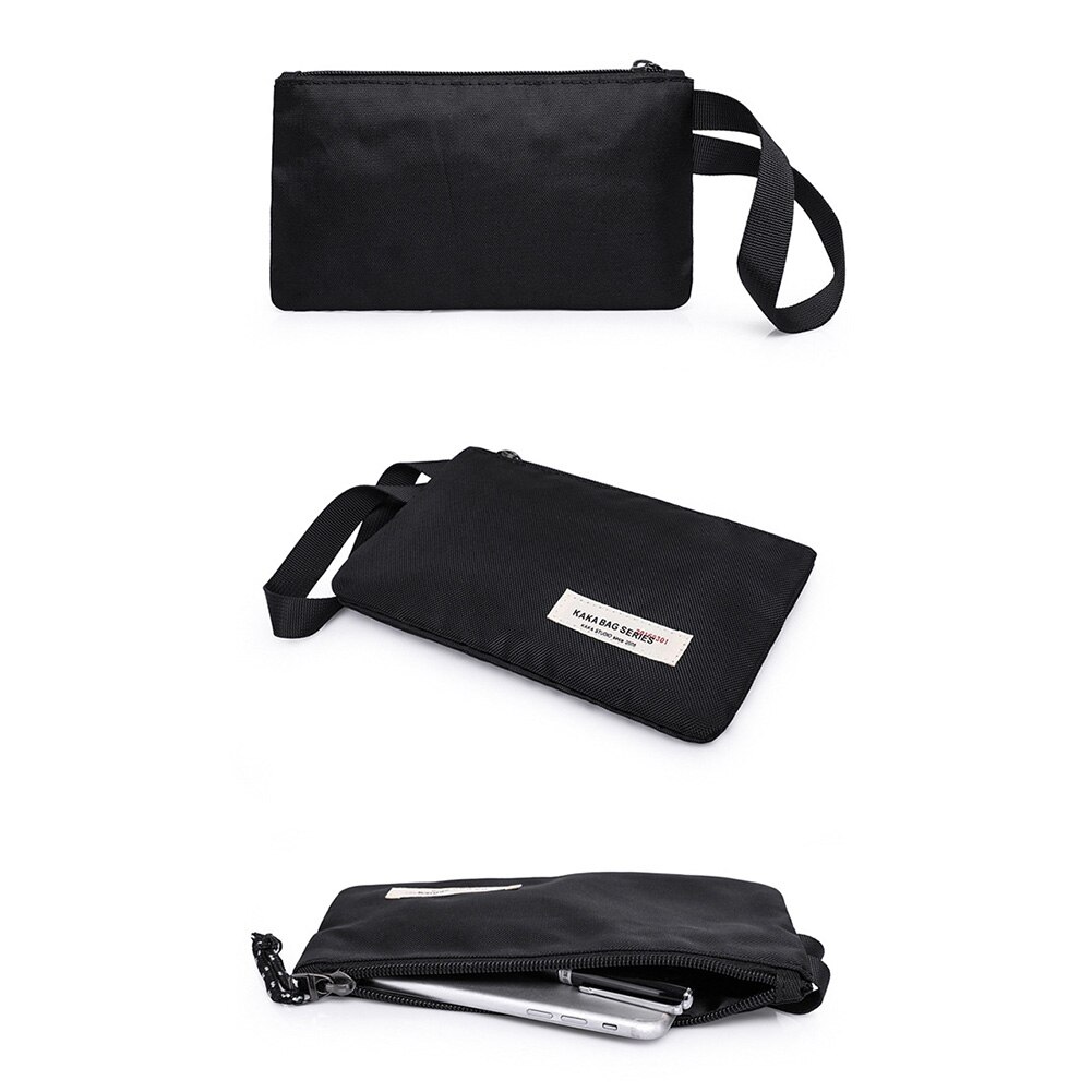 Man Pouch Clutch Casual Simple Envelope Bag Zipper Phone Holder Small Canvas