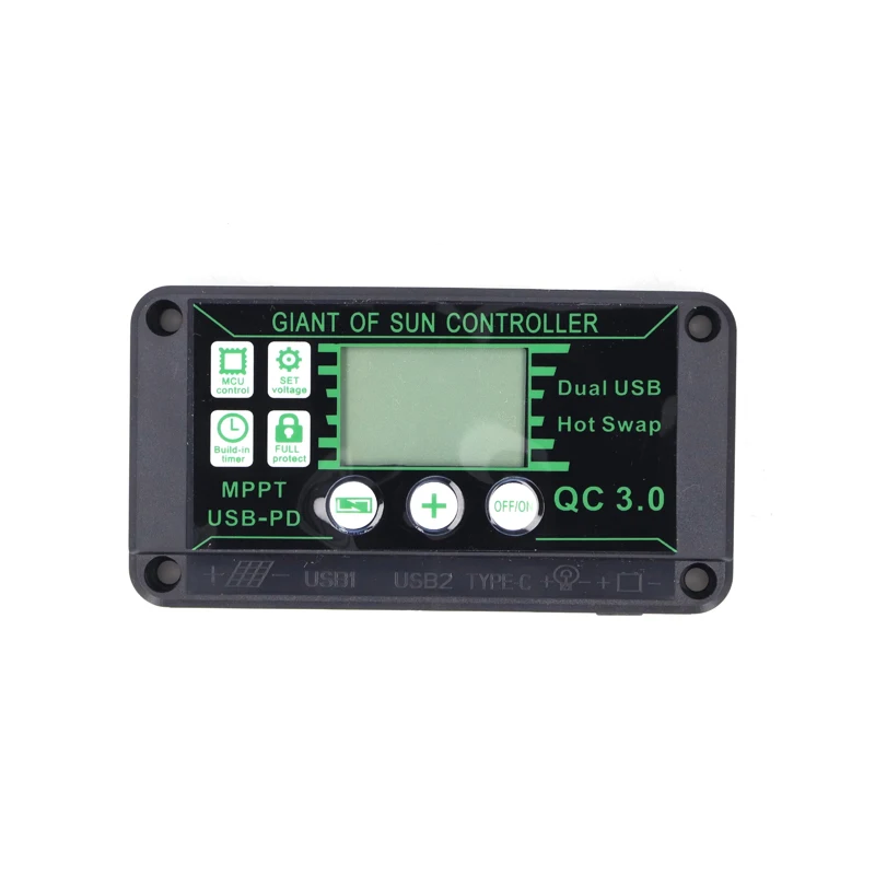 Controlador MPPT de carga Solar 100A 80A 60A 30A 10A, regulador de carga de Panel Solar de 12V/24V/50V con USB Dual con pantalla automática