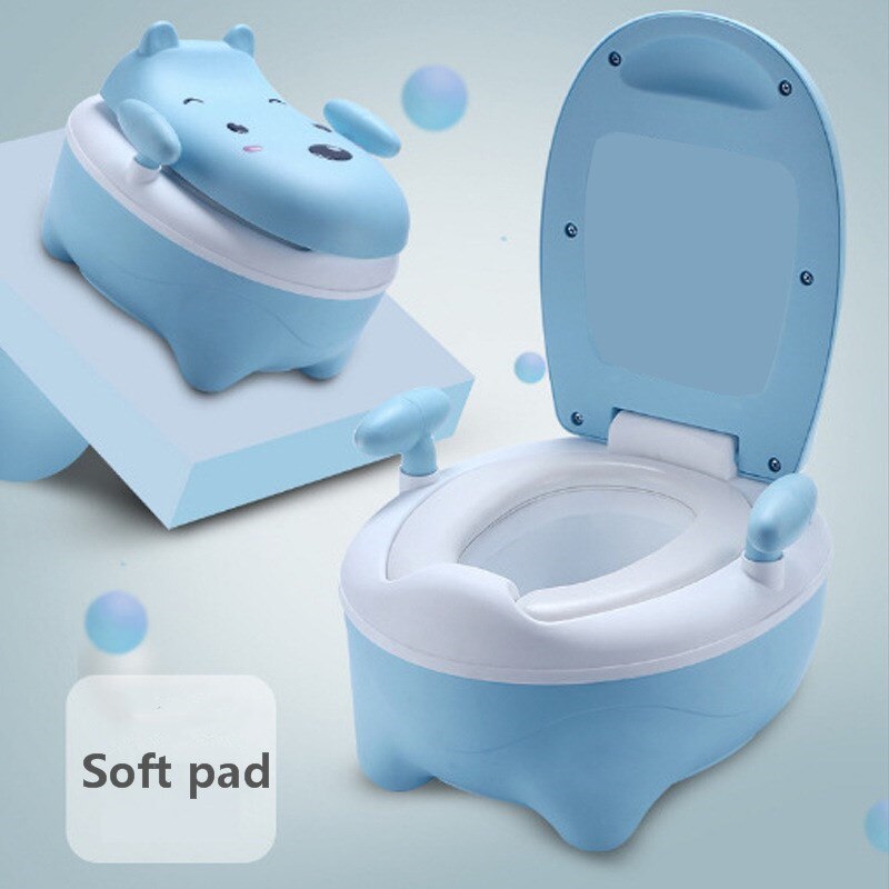 Dossier confortable dessin animé Pot enfants Pot bébé toilette pour garçons enfants bébé Pot formation filles Portable toilette bassin: Soft pad blue