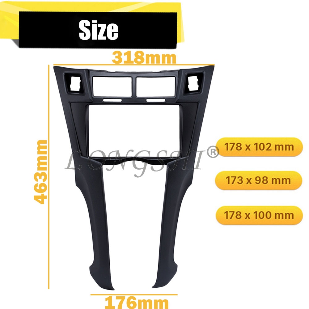 Marco de Radio de coche 2Din para Toyota Yaris Vitz Platz 2005 2006 2007 Kit de cubierta embellecedora, Panel de 178x100mm