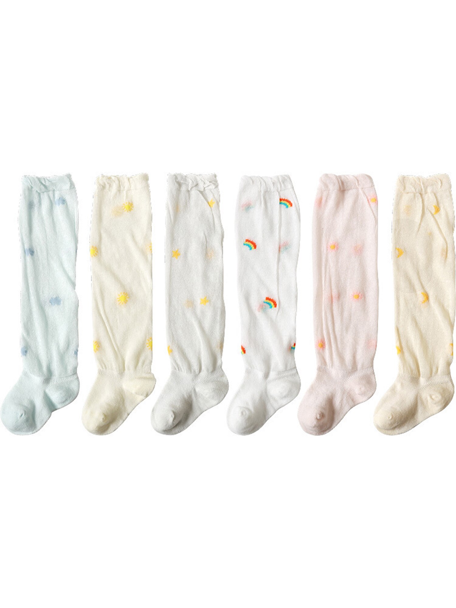 Baby Peuter Baby Meisjes Jongens Kniehoge Sokken Ademend Mesh Leuke Cartoon Print Ruche Kousen