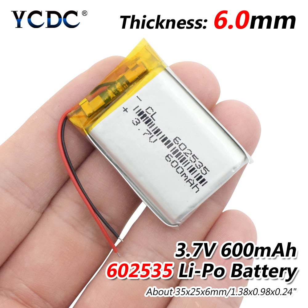 3,7 V 600mAh 602535 Lithium-Polymer Li-Po li ionen Akku Lipo zellen Für Auto DVR Tachographen bluetooth lautsprecher MP3 MP4
