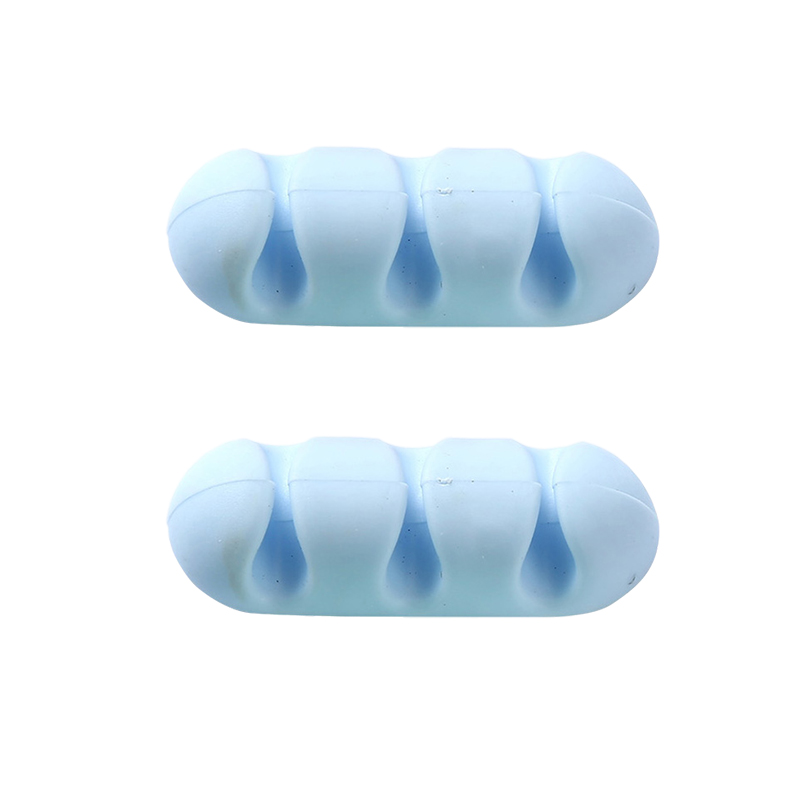 2pcs/lot Desktop Cable Organizer Self-AdheSive Silicone Wire Winder Cord Clip Cable Storage Holder For Office Wire Management: Blue