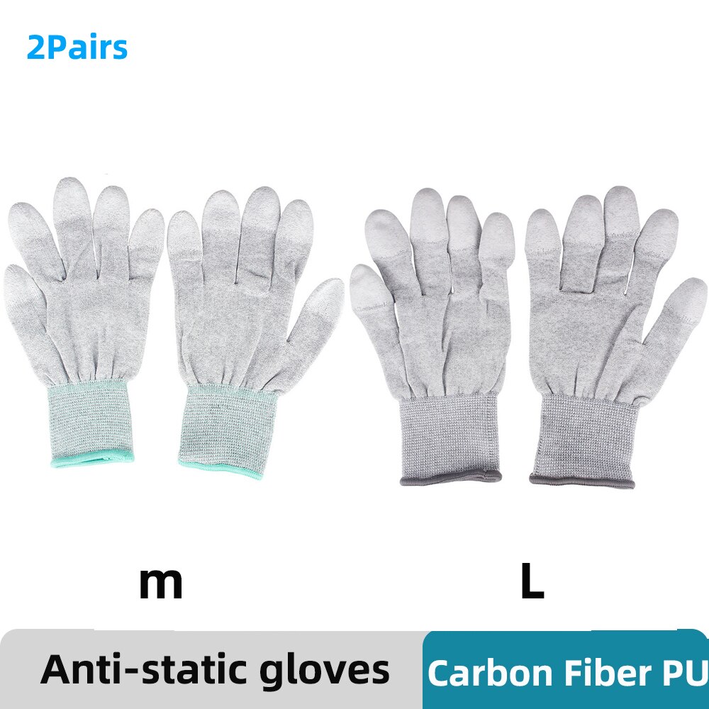 Handy Reparatur Carbon Faser Handschuhe PU Isolierung Beschichtung Finger Anti Statische Handschuhe ESD Elektronische WorkingTablets Fix Werkzeuge: YCN3-2Pairs M L