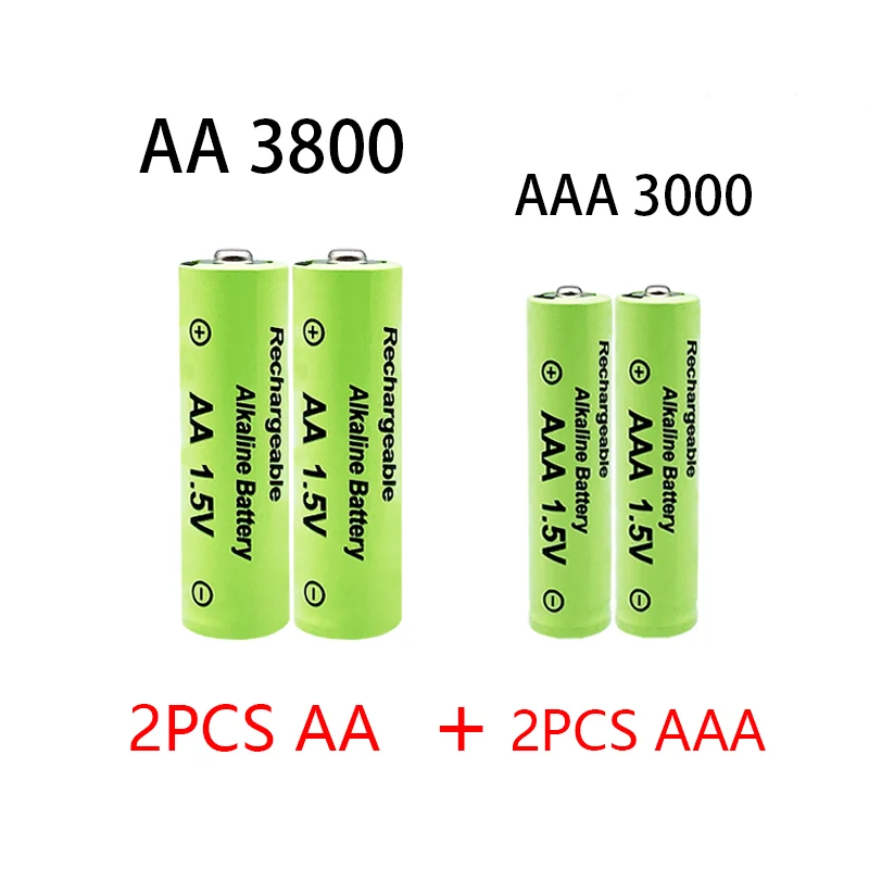 1.5V AA+AAA alkaline battery 3800/3000Ah, suitable for flashlights, watches, and alkaline batteries: Gold