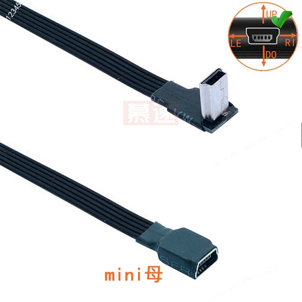 10CM 90 Degree 4 angle mini USB Female to Mini B 5 Pin Male cable Adapter 50CM 100CM