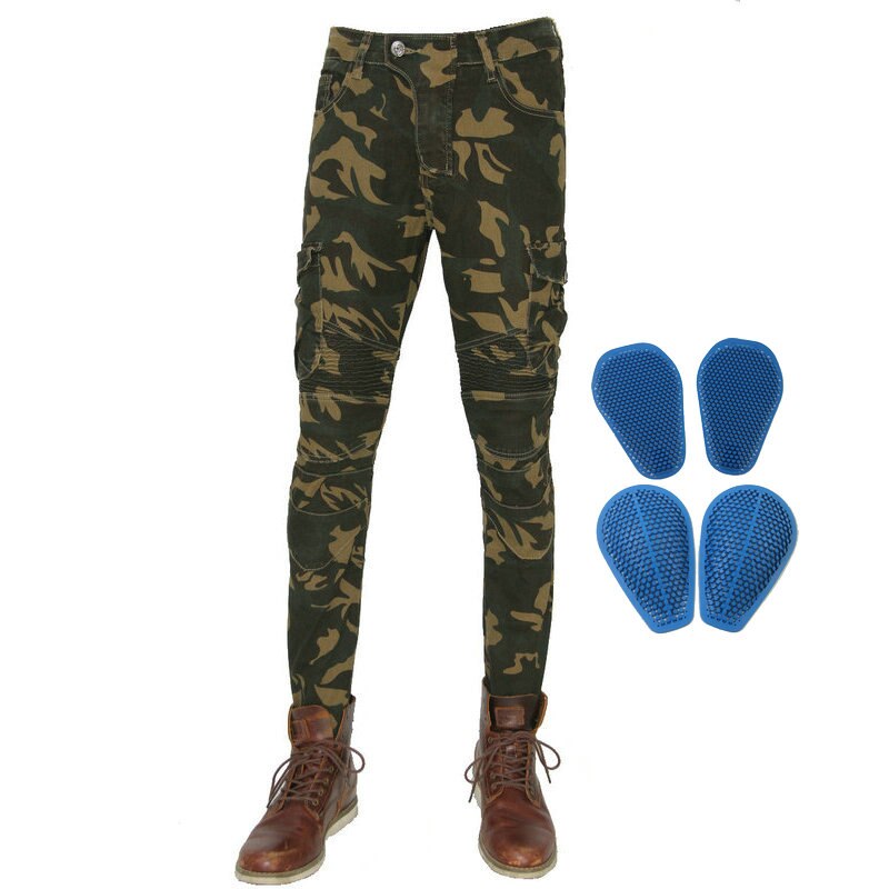 Motorcykel ridebukser volero camouflage beskyttende jeans lokomotiv ridder dagligt løse lige bukser camo farve