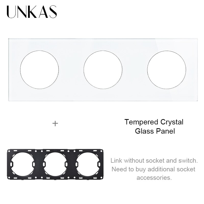 UNKAS Free Combination Single Gray Tempered Crystal Glass Panel Grey Modules DIY Matching For Wall Socket Switch: White 258 Panel