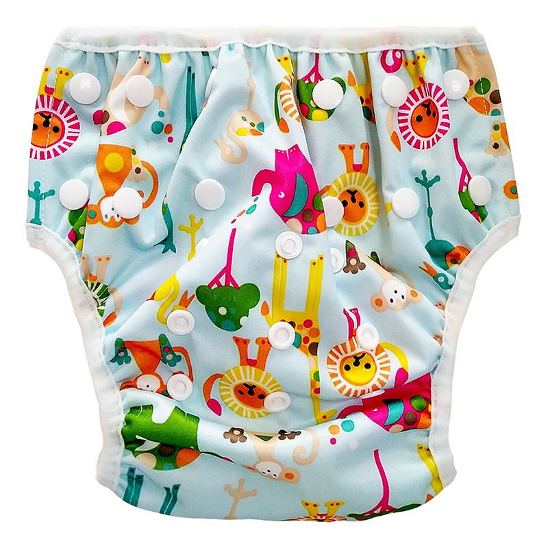 Katoen Spandex Baby Jongens Meisjes Luier Casual Cartoon Dieren Patroon Waterdichte Badmode Lekvrij Verstelbare Bodems Luier