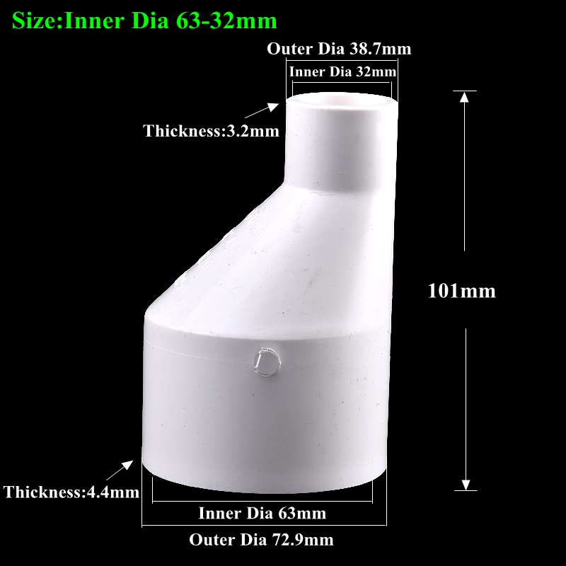 1Pc PVC Straight Eccentric Reducer Connectors, Garden Irrigation Water Pipe Joint Drainage Pipe Accessories Fish Tank Adapter: Yellow