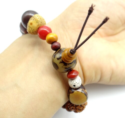 Vintage natuurlijke zaad armband Handgemaakte armbanden Boeddha bedelarmband Tibet Boeddhistische gebed houten kralen