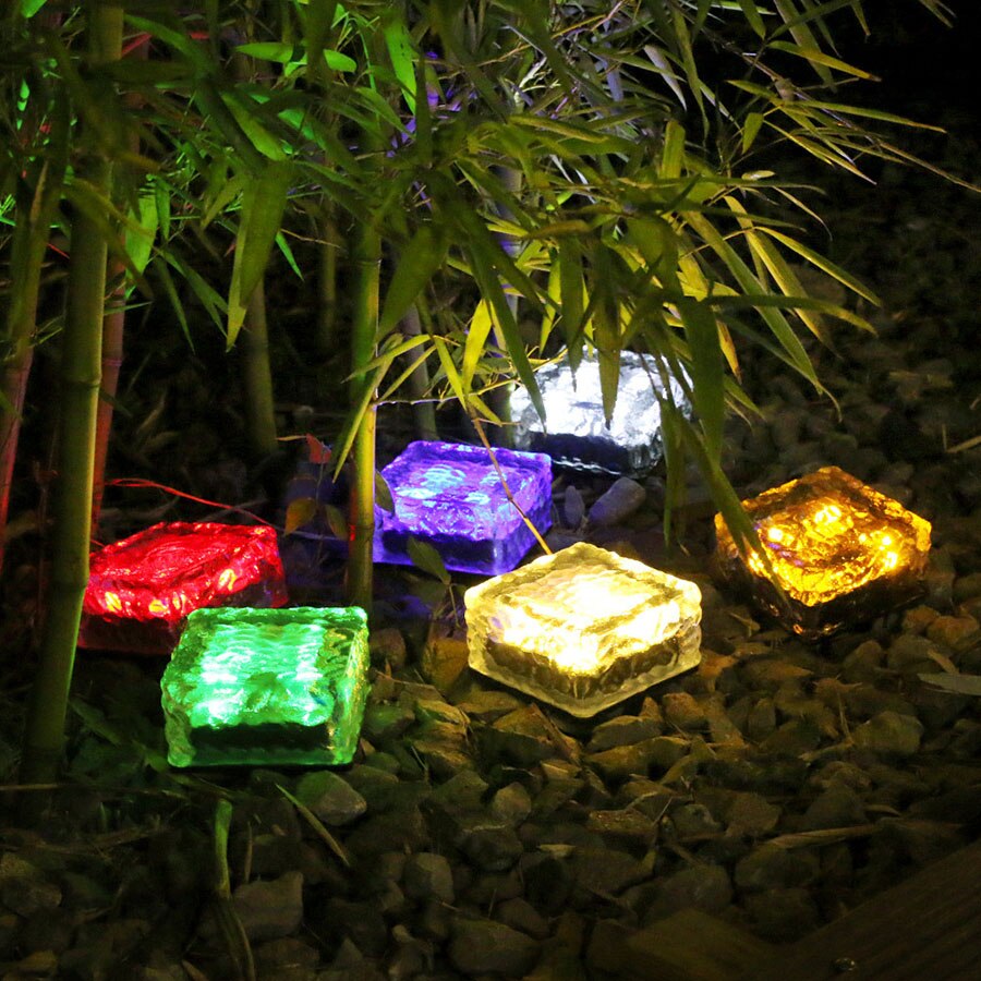 Cube de glace solaire imperméable à 4 LED, éclairage d&#39;extérieur en brique de verre, lampe enterrée pour jardin, cour, chemin de noël, 1 pièce