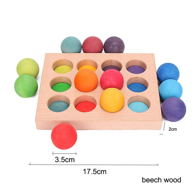 Montessori Wooden Rainbow Block Colorful Wooden Toys Matching Rainbow Stacker Learning Educational Counting Toy: NO 16