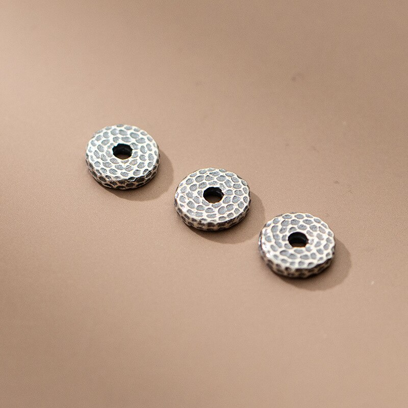 2pcs 925 Sterling Silver Craftwork Matte Flat Round Bead Spacers Dia 5 6 7 8mm Handmade Beading Spacer Separation DIY Jewelry