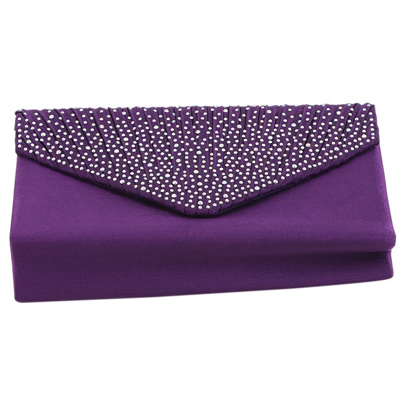 Female Diamond Satin Handbag Ladies Envelope Shoulder Dinner Bag Clutch Party Bags Evening: purple