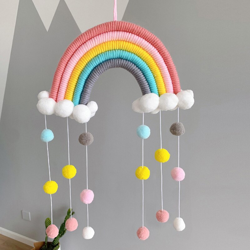 DIY Seil Regenbogen Zauberstab Hängende Dekoration Handarbeit Gewebt Regenbogen Dekoration nordisch Baby Zimmer Zubehör Wohnzimmer Wohnkultur