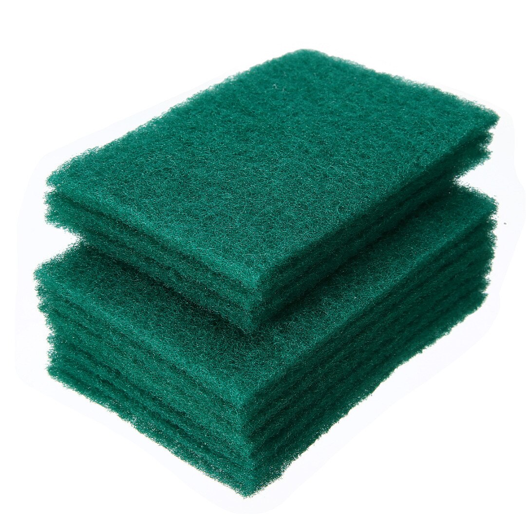 20pcs Green Sponge Scouring Pad Kitchen Bowl Dishwash Clean Scrub Cleaning Pads for Household Washing Supplies