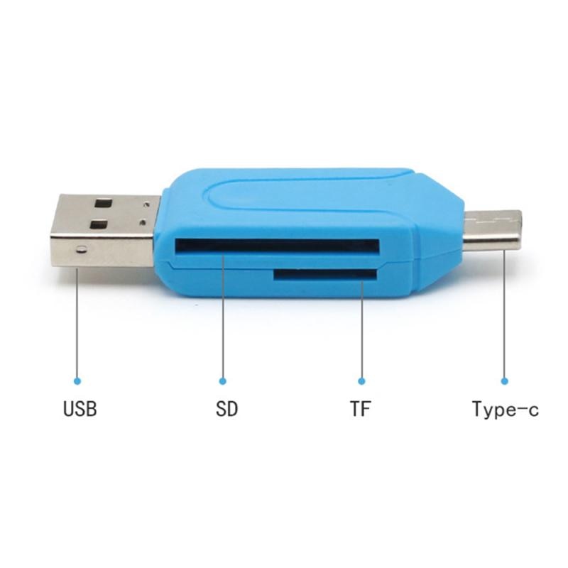 Type C And Micro USB And USB 2 In 1 High Speed OTG Card Reader USB2.0 Universal OTG TF SD For Android Computer Extension Header