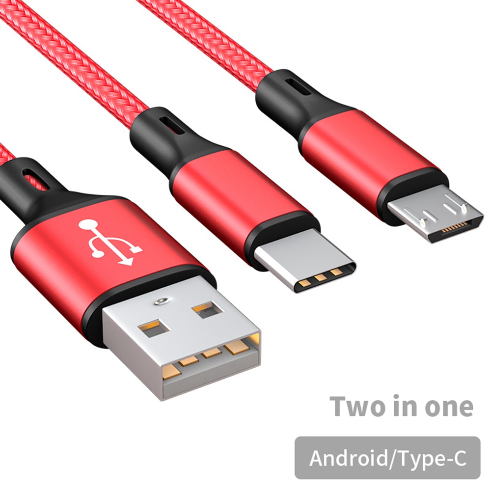 2 in 1 2in1 Mikro USB Typ C Kabel Tragbare Dual Gebühr für Telefon USB Kabel Android Handy, Mobiltelefon Energie Bank schnelle Ladung USB C Schnur