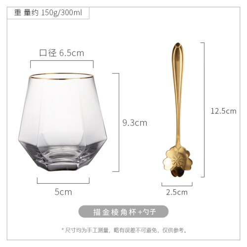 Rose guld vinglas kop luksus geometrisk vandglas whisky shot glas hjem tazas de cafe easy juice  ac50gc: Stil 4-300ml