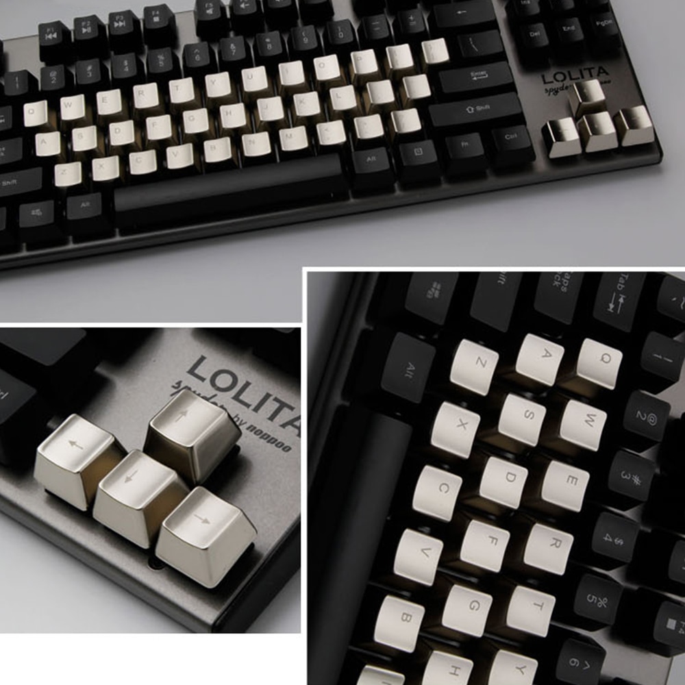 OEM Profil Silver Color Mechanical Keyboard 37 Key Metal Key Caps For Cherry MX Switch Keyboard Zinc Alloy Keycaps