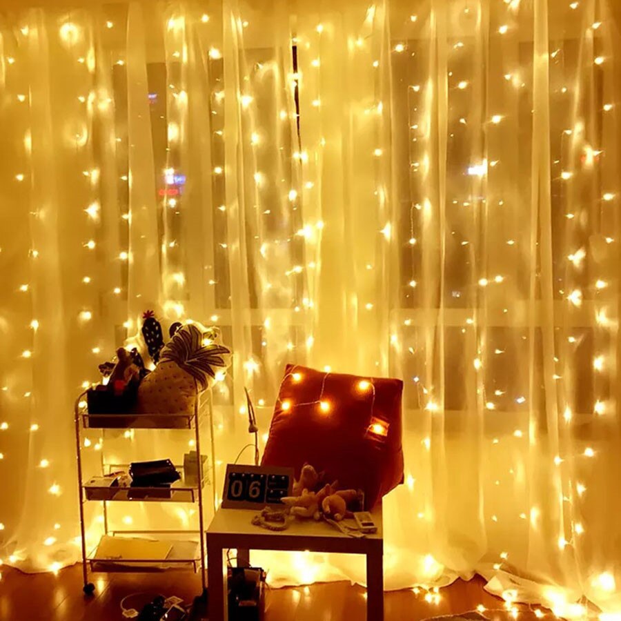 Thrisdar 3 x 2m 3 x 3m udendørs gardin istapsstreng guirlande lys bryllupsfest jul led string vindue istapsstreng lys