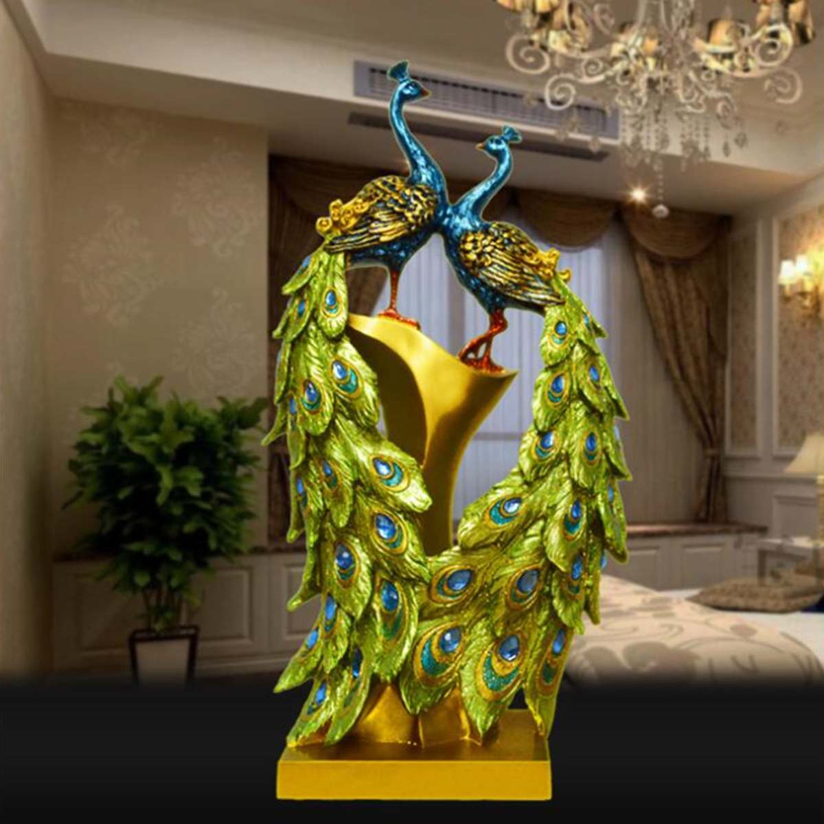 Traditionel kinesisk påfugl par skulptur elskere påfugl statue maskot håndværk ornament dekoration valentinsdag