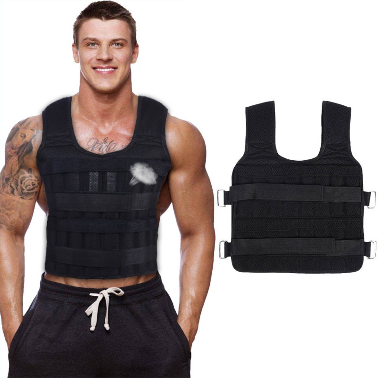 30KG Exercise Loading Weight Vest For Boxing Weight Training Workout Fitness Running Weighted Vest Adjustable Fitness Equipment