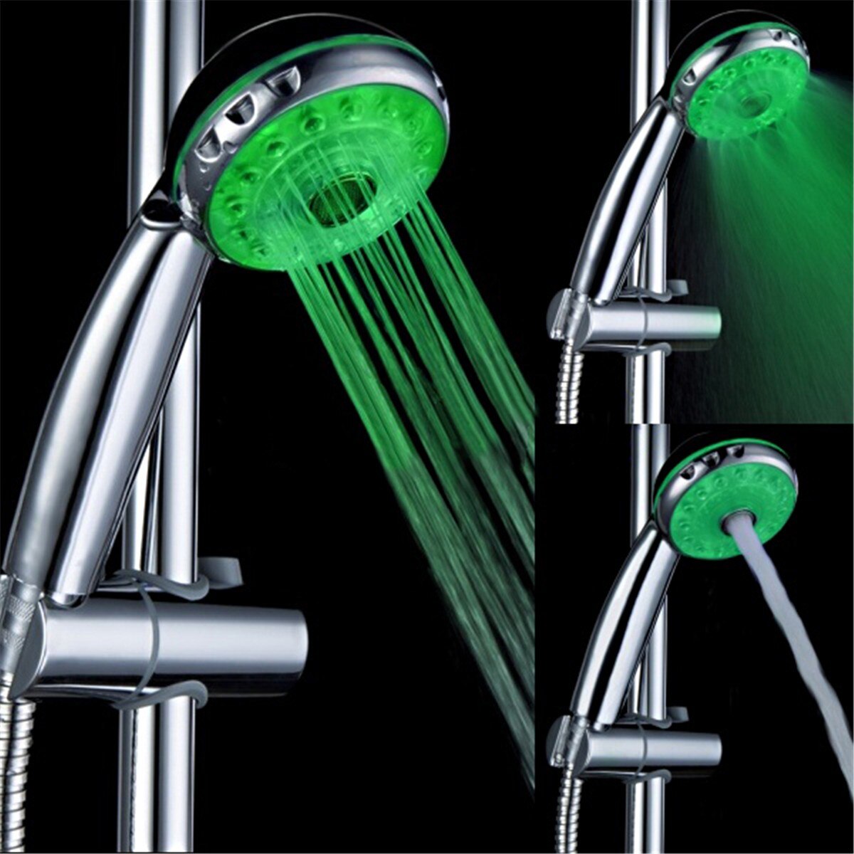 Adjustable 3-mode 3-color LED Shower Head Light Temperature Sensor RGB Bathtub Sprinkler Bathroom Shower Head