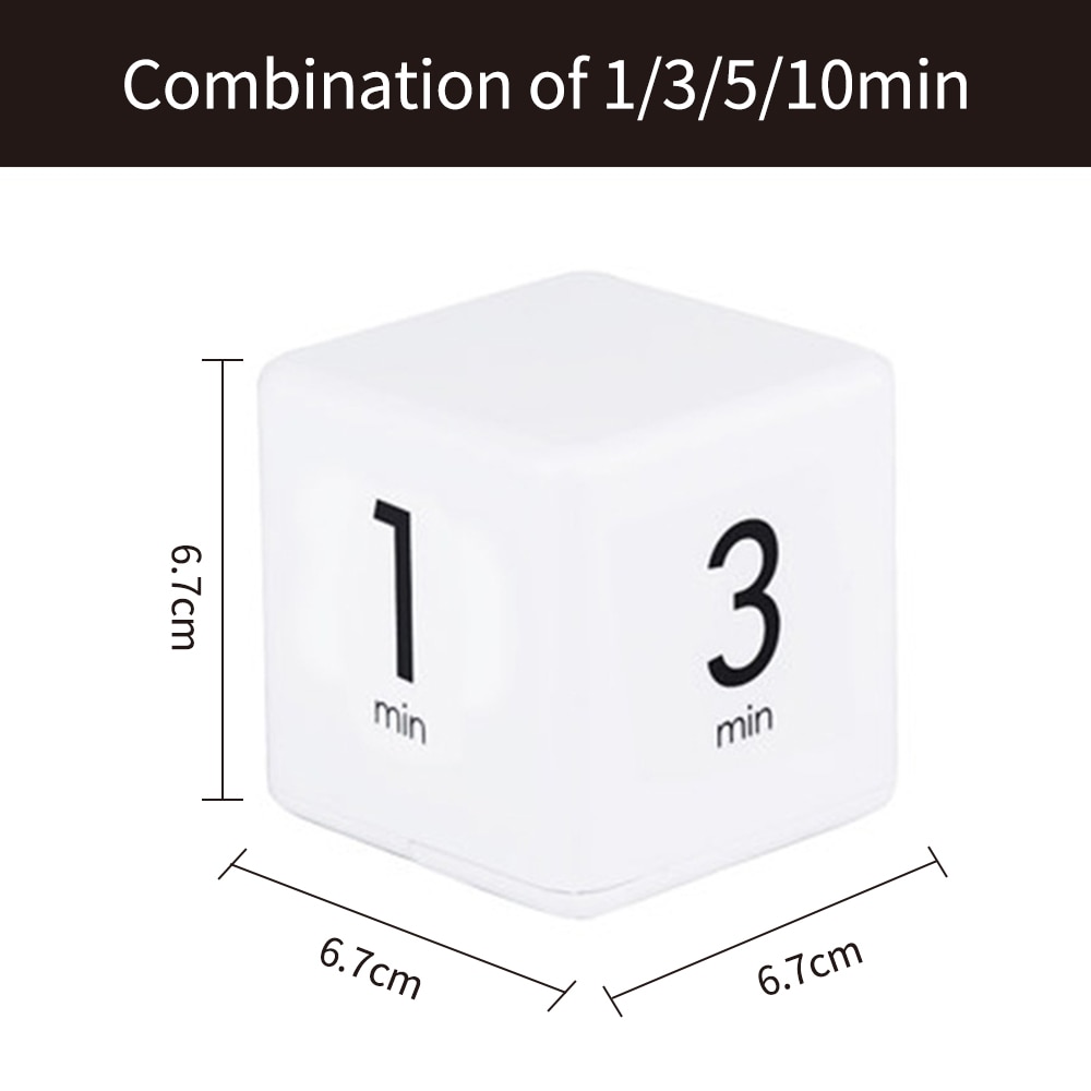 Hvid farve terning køkkenur cubic timer minutter til tidsstyring børn timer træning timer madlavning tilbehør cocina tools: 1-3-5-10